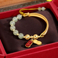 ราคา ลูกปัดหยกผู้หญิงกำไลข้อมือลายดอกไม้เครื่องประดับทองคำทราย (18075763242)