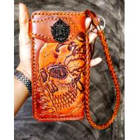 ราคา กระเป๋าสตางค์หนังแท้ กระเป๋าสตางค์ กระเป๋าสตางค์ใบยาว หนังแท้ Handmade Leather ฟรีสายคล้อง (4420596949)