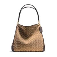 ราคา กระเป๋าถือ COACH แท้ ผ้าลาย OUTLINE SIGNATURE สายหนังแท้ ช่องเยอะ สวยมาก COACH 36424 OUTLINE SIGNATURE JACQUARD PHOEBE SHOULDER BAG Brown (7156026274)