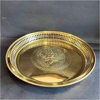 ราคา ถาดโปร่งขอบม้วน 12 นิ้ว กลางเทพพนม ถาดทองเหลืองไทย (13213384641)