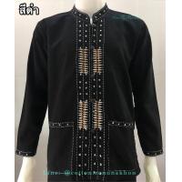 ราคา เสื้อผ้าฝ้ายผู้ชายปักด้นมือ สีดำ ด้ายเหลือง (18023975290)
