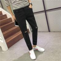 ราคา CODzj312680 Men Ripped Holes Jeans Zip Skinny Biker Jeans with Pleated Patchwork Slim Fit Hip Hop Jeans (19686346378)