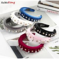 ราคา ฟองน้ำไข่มุก Headband ฝัง Rhinestone ที่รัดผม Ins ร้อนบุคลิกภาพดอกไม้โลหะสีทึบผม Hoop (9735288595)