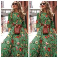 ราคา Spring Summer Vintage Flower Floral Print Maxi Dress Office Lady Fashion Elegant Long Sleeve O neck Dresses For Women 2023 (19671957874)