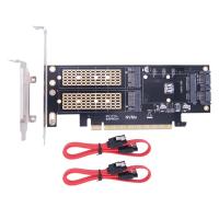 ราคา M 2 NVMe SSD NGFF To PCIE 3 0 X16 Adapter M Key B Key MSATA PCI Expansion SATA 3 in 1 Converter Riser (20530163358)