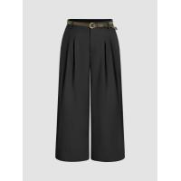 ราคา Cider Linen Blend Belted Pocket Wide Leg Pants Curve Plus (20275333429)