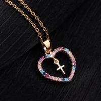ราคา Elegant Cubic Zirconia Cross Necklace Pendant 18k Gold Plated Religious Jesus Cross Pendant Necklace Women Jewelry (19227497824)
