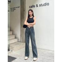 ราคา Ribbon Jeans กางเกงยีนส์แต่งเชือกผูกพับเอว ทรงสวย (20627676079)