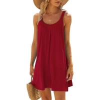 ราคา Summer Beach Dress Women 2023 Sleeveless Round Neck Bohemian Casual Loose Sundress Female Solid Color Dress Holiday Vestidos (19673990620)