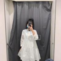 ราคา UNIQLO ห้องลองเสื้อเป็นชุดมินิเดรสน้ำตกผ้าฝ้ายของผู้หญิง 7นาทีของแขนชุดกระโปรงเป็นชั้นชุดเดรสมีลาย 445046 (20422077439)