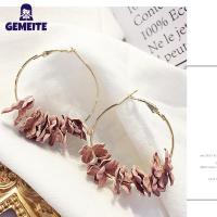 ราคา GEMEITE Fast Delivery 1 Pair Earrings Fabric Flower Shaped Big Round Dangle Drop Long Earring Sparkling Diamond Earrings (21027007900)