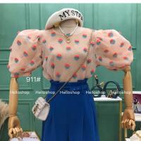 ราคา ส่งทั่วไทยเสื้อคอกลม แขนพอง ผ้าใยแก้ว ปักดอกลอย สีพาสเทล สวยมากรุ่นนี้911 (7522972649)