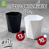 ราคา กระถางทรงหกเหลี่ยม 2 5 นิ้ว สีดำ สีขาว พลาสติกหนา เรียบหรู โมเดิร์น (11806495235)