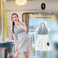 ราคา เดรส คล้องคอผ้ากลิตเติร์สีเงินขาว (19415421101)