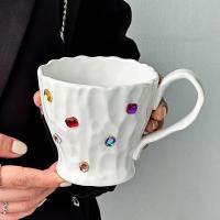 ราคา 300Ml Gemstone Coffee Cup Ceramic Couple Mug Exquisite Glass Diamond Afternoon Tea Coffee Cup Home Breakfast Milk Mug Gifts New (20566739514)