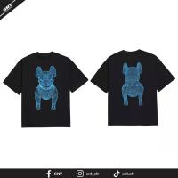 ราคา เสื้อยืด NEON ลายน้องหมา LIFE WORK สกรีนสีฟ้าสะท้อนแสง (21221107607)