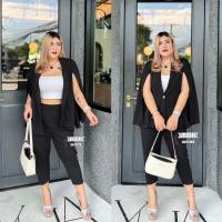 ราคา เซ็ตสูทBlazerเบลเซอร์ เสื้อคลุมผ่าแขน กางเกง5ส่วน เนื้อผ้ามูลเวฟ (16514158369)