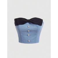 ราคา พร้อมส่ง เสื้อเกาะอก แต่งโบว์ด้านหน้า มี2สีให้เลือก สวยมาก (20993063834)