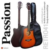 ราคา Passion Retro 41 Acoustic Guitar กีตาร์โปร่ง 41 นิ้ว ทรง Dreadnought คอเว้า ไม้เบสวู้ด แถมฟรีกระเป๋ากีตาร์โปร่ง กีตาร์โปร่งมือใหม่ (16043552368)