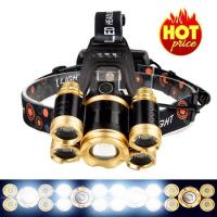 ราคา ไฟฉายคาดหัว T6 5LED 5 หลอด ให้แสงสว่างสูงถึง 8000 Lumen 4 โหมดการทำงาน กันน้ำได้ ใช้หลอด Cree XML T6 ให้พลังความสว่างสูง bo (7881334407)