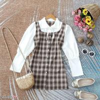 ราคา สีเอิร์ธโทนน้ำตาล เดรสแดง ลายสก็อต ซานต้า ซานตี้ ใส่เดทวันวาเลนไทน์ ลุคเกาหลี น่ารักมากๆ T12315 (18978093962)