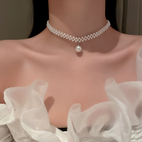 ราคา French Lock Love Heart Pearl Necklace Fairy Clavicle Chain Ins Fashion Design Double layer Necklace Women Jewelry Accessories (19566666252)