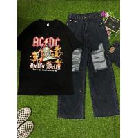 ราคา เสื้อกรีนวินเทจ แขนสั้น เซ็ทกับยีนส์แต่งขาดกระบอกเล็กเท่ๆ (14946699689)