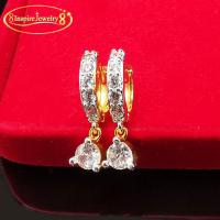 ราคา Inspire Jewelry ต่างหู ฝังเพชร ห้อยตุ้งติ้งเพชรรูปกลม งานจิวเวลลี่ หุ้มทองแท้ 24K ขนาดวง 1CM พร้อมกล่องทอง (7619446813)