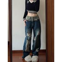 ราคา กางเกงยีนส์อเมริกันขาทรงเอวสูงแบบตรงแบบเจาะรูวินเทจสำหรับผู้หญิงกางเกงขาม้าสาวเผ็ดร้อนดีที่สุด (19874767941)