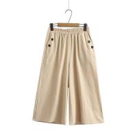 ราคา มีไซส์ใหญ่ Plus ขนาด XL 5XL สตรี Cropped สีดำ Beige ฤดูใบไม้ผลิกางเกงสำหรับหน้าร้อนผ้าฝ้ายผ้าลินินขากว้าง3 4 Elegant กางเกงพร้อมกระเป๋า (7812078321)