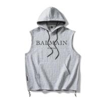 ราคา Original Balmain Paris 2ชิ้นชุดสำหรับผู้ชาย Hooded Tracksuit ชุดลำลองสีทึบเสื้อแขนกุด Comfy กางเกงขาสั้น Jogging Sweatsuit (18630711251)