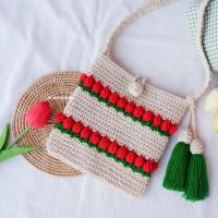 ราคา pmncrochet กระเป๋าถักสะพายข้าง tulip กระเป๋าถักเชือกฟอก กระเป๋าถักโครเชต์ พร้อมส่ง (19897532645)