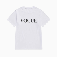 ราคา เสื้อยืดผู้หญิงใส่สบาย พิมพ์อักษร Vogue Vogue letter T Shirt Women (17950261243)