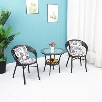 ราคา โต๊ะสนามกระจก โต๊ะกาแฟกลางแจ้ง Patio Round Bistro Table กลม Metal Frame Tempered Glass Top For Balcony Backyard Lawn Balcony Pool (20661898875)