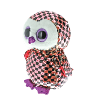 ราคา ตุ๊กตา TY Flippables CHECKS sequin pink blk owl size regular NEW (2143364086)