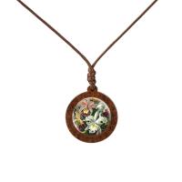 ราคา Yellow Sunflower Flower Butterfly Pattern Glass Cabochon Wood Necklace Fashion Jewelry Sweater Chain Long Necklace Women Gift (18806238392)