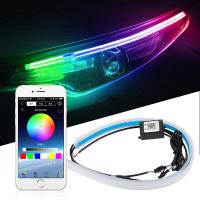 ราคา OKEEN 2pcs Car Sequential Flowing RGB Daytime Running Light DRL APP Multi Color LED Light Strip Turn Signal Lights For Headlight (11728379713)