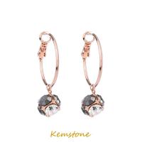 ราคา Kemstone ต่างหูห่วงสีโรสโกลด์925สำหรับผู้หญิงต่างหูคริสตัลสีเงิน (13041176659)