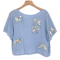 ราคา PLAYHOUND เสื้อเชิ้ต สีฟ้า คอวี มีโบว์ Used Like New Preloved (20629150185)