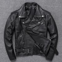 ราคา จัดส่งฟรีขนาดบวกยี่ห้อคลาสสิกผู้ชายแจ็คเก็ตหนังผู้ชายหนังแท้ Biker Jacket mo Tor Cowskin บางเสื้อขาย (19954296363)