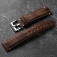 ราคา สายนาฬิกาหนังเครซีฮอร์สวินเทจ18 19 20 21 22มม สร้อยข้อมือผู้ชายสีน้ำตาลสร้อยข้อมือหนังวัวชั้นหนึ่งสไตล์วินเทจ (19500163963)