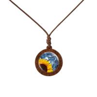 ราคา Yellow Sunflower Flower Butterfly Pattern Glass Cabochon Wood Necklace Fashion Jewelry Sweater Chain Long Necklace Women Gift (18806238410)