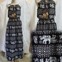 ราคา เดรสลายช้าง ชุดยาวลายช้าง maxidressลายช้าง เดรสสปัน ชุดเที่ยว (21312775634)