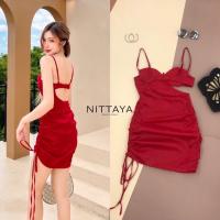 ราคา NIT06 พร้อมส่ง size m เดรสแดงสายเดี่ยว ช่วงหลังแซ่บมาก ด้านข้างเป็นสายรูด ป้าย NITTAYA (21051000725)