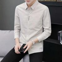 ราคา เสื้อเชิ้ตผู้ชาย2022ฤดูใบไม้ผลิและฤดูร้อนใหม่แขนยาวเยาวชนเทรนด์เสื้อเชิ้ตผู้ชายเกาหลีลายเสื้อบอททอม (15928244220)