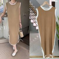 ราคา ส่งเร็ว เดรสไหมพรมตัดขอบทูโทนผ่าข้างงานสวยผ้านิ่ม Color 5 สี ตามภาพ Size Bust อก 40 50 (17071911889)