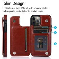 ราคา CS Suitable for iPhone14 mobile phone leather case Crazy Horse pattern Apple 12 mobile phone case Samsung S21 card cover flip cover (16381494993)