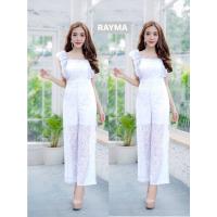 ราคา Jumpsuit ชุดจั้มสูทขายาว งานผ้าลูกไม้เนื้อดี มีซับในช่วงกางเกง มีซิปหลัง (14067144645)