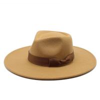 ราคา Beige Fedora Hat For Men Women Wide Brim Hat Bow Accessories Autumn Winter Panama Church Jazz Cap Bow Tie Designs Wholesale (20233375729)