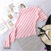 ราคา Lady LongStriped Top เสื้อเปิดไหล่เฉียงทิ้งชายยาวข้างเดียว ผ้าโฟร์เวย์ ลายริ้ว 5368 (19440990846)